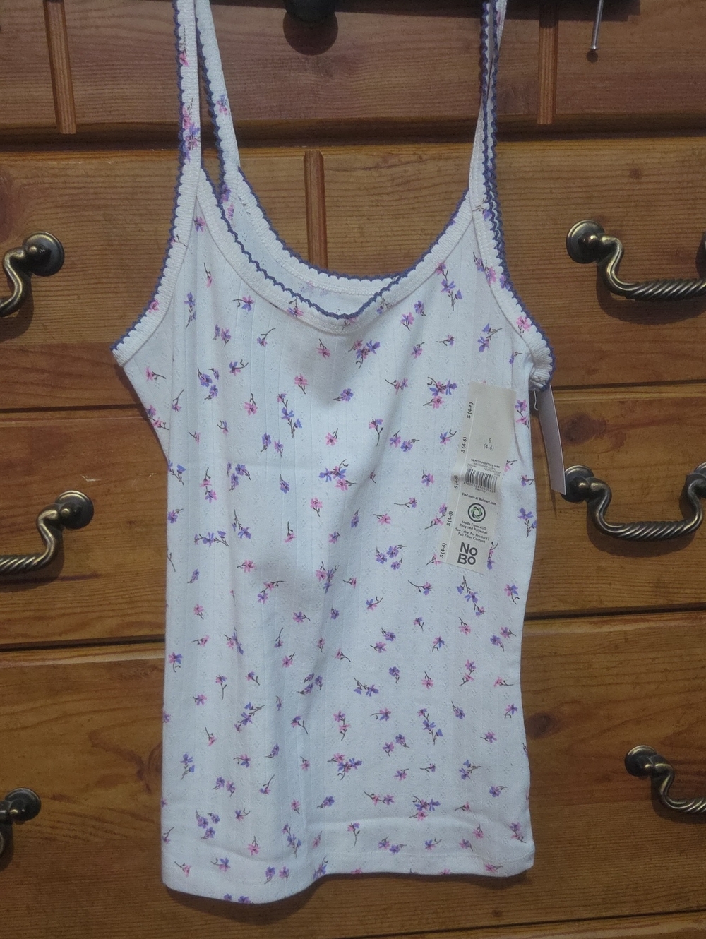 No Boundaries White Tank Top with Purple and Pink Floral Print